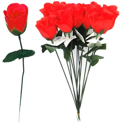 FLOR PERMANENTE BOTAO DE ROSA COM 12 PECAS 34,5CM
