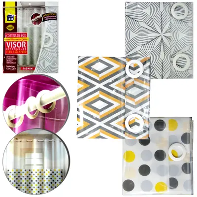 CORTINA DE BOX DE PLASTICO VINIL VISOR RETANGULAR ESTAMPADO 200X135CM
