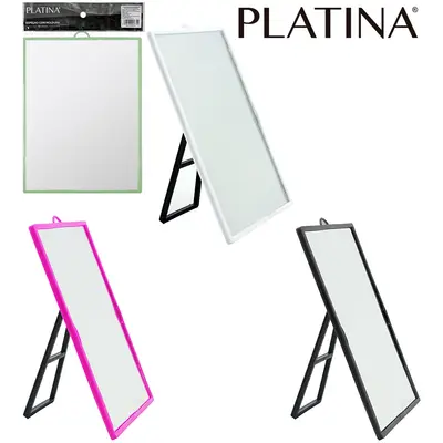 ESPELHO DE MESA / PENDURAR RETANGULAR COM MOLDURA DE PLASTICO PLATINA 25X18CM