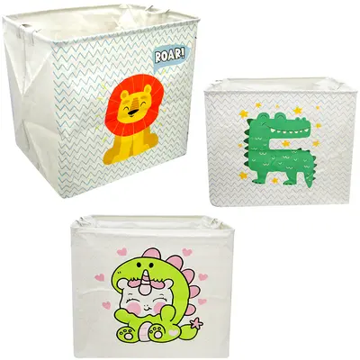 CESTO ORGANIZADOR DE POLIESTER DOBRAVEL COM ALCA ESTAMPAS SORTIDAS 50X50X40CM