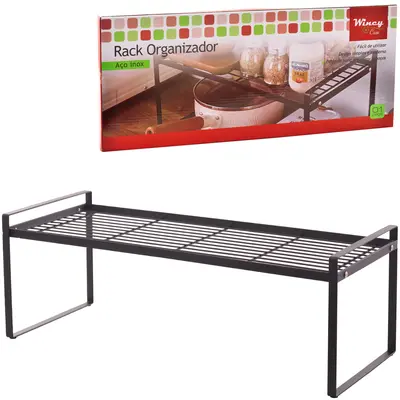 RACK ORGANIZADOR PRATELEIRA DE INOX RETANGULAR 51X21X18CM