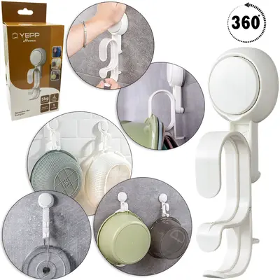 CABIDE GANCHO DE PLASTICO DE SUCCAO GIRATORIO 360º 19X6,5CM DE Ø