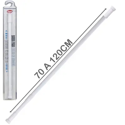 BARRA VARAO PORTA CORTINA EXTENSIVEL DE ALUMINIO 70CM A 120CM