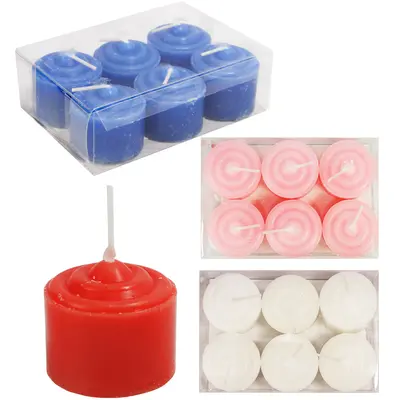 VELA DECORATIVA AROMATICA COLORS COM 6 PECAS 3X3,5CM DE Ø