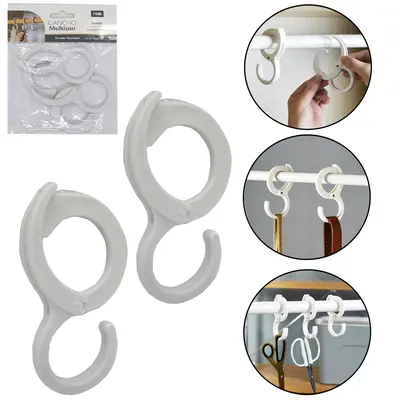 GANCHO ''S'' DE PLASTICO ENCAIXE AJUSTAVEL COM 2 PECAS 10CM