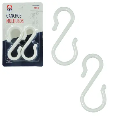 GANCHO ''S'' DE PLASTICO COM 6 PECAS 8,5CM