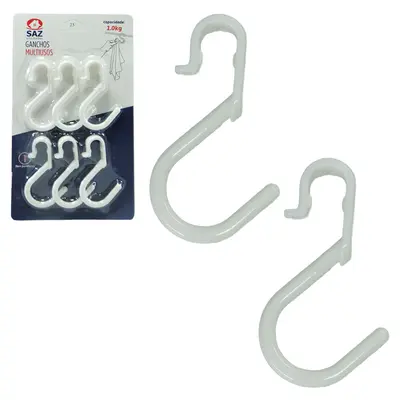 GANCHO ''S'' DE PLASTICO COM 6 PECAS 6,2CM