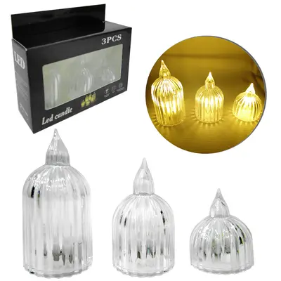 VELA DECORATIVA ELETRONICA DE LED A BATERIA COM 3 PECAS 8,5/7/5CM