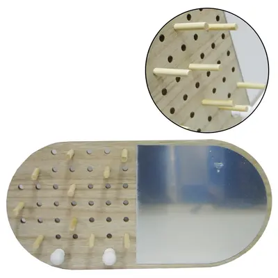 ESPELHO DE PENDURAR OVAL E PORTA JOIAS COM 12 GANCHOS DE MADEIRA MDF 34X17CM