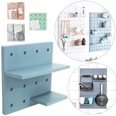 PAINEL PEGBOARD ORGANIZADOR COM PRATELEIRA DE PLASTICO QUADRADO REGULAVEL AUTOADESIVO COLORS 22CM