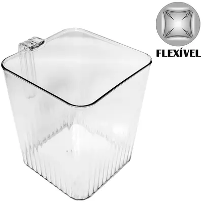 ORGANIZADOR DE PLASTICO PET FLEXIVEL QUADRADO COM ALCA 12,5X12,5X10,5CM