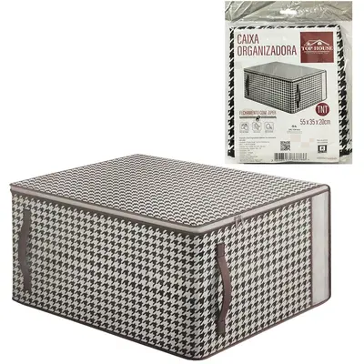 CAIXA ORGANIZADOR DE PVC / TNT DOBRAVEL MULTIUSO COM ZIPER + ALCA 55X35X20CM