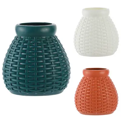 VASO DECORATIVO DE PLASTICO OVAL RATTAN COLORS 700ML 13,5X12X10CM
