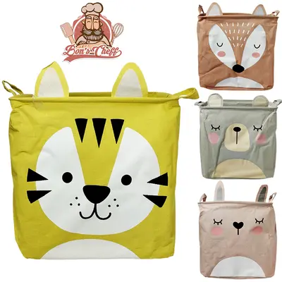 CESTO ORGANIZADOR DE POLIESTER DOBRAVEL QUADRADO BICHINHO COM ALCA COLORS 33X33CM