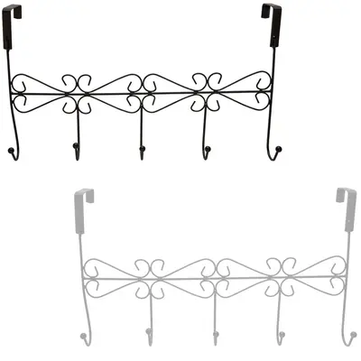 CABIDE GANCHO ARAMADO ARABESCO PARA PORTA COM 5 GANCHOS BLACK / WHITE 37X21CM