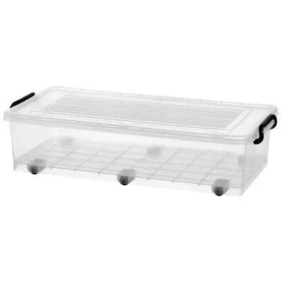 CAIXA ORGANIZADOR CONTAINER DE PLASTICO RETANGULAR COM RODIZIO + TAMPA E ALCA Nº9 38L 79X38,5X20,5CM