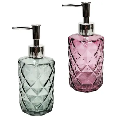PORTA SABONETE LIQUIDO DE VIDRO REDONDO TRANSCOLOR 320ML