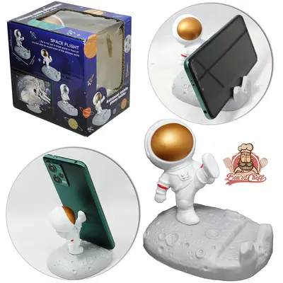 SUPORTE PARA CELULAR DE MESA DE PLASTICO ASTRONAUTA 10,5X10X8CM