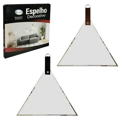 ESPELHO DE PENDURAR TRIANGULAR DECORATIVO + ALCA 27X27CM