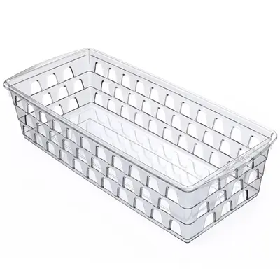 CESTO ORGANIZADOR DE PLASTICO RETANGULAR VAZADO COM ALCA 37X16X9CM