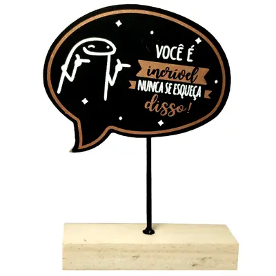 ENFEITE DE MESA PLACA DE MADEIRA MDF FRASES 18,5X13X4CM
