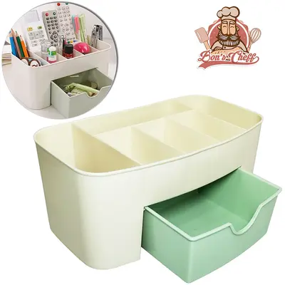 ORGANIZADOR MULTIUSO DE PLASTICO COM 6 CAVIDADES + GAVETA COLORS 21,5X11,5X9,5CM