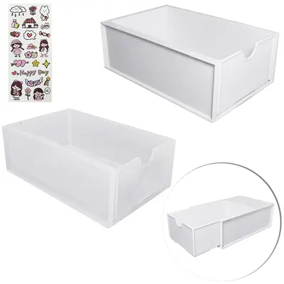 GAVETA ORGANIZADOR DE PLASTICO RETANGULAR EMPILHAVEL COM ADESIVO 18X12X6,5CM