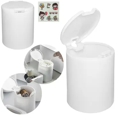 CAIXA ORGANIZADOR DE PLASTICO REDONDO COM TAMPA + ADESIVO 9,5X8CM DE Ø