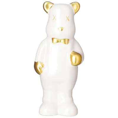 ENFEITE URSO EM PE DE PORCELANA 14X7X5CM