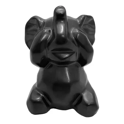 ENFEITE ELEFANTE ORIGAMI NAO VE DE PORCELANA PRETO 8,5X6X6CM