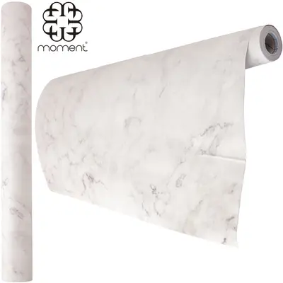 PAPEL DE PAREDE ROLO AUTOADESIVO AZULEJO MARMORE BRANCO 45CMX5M