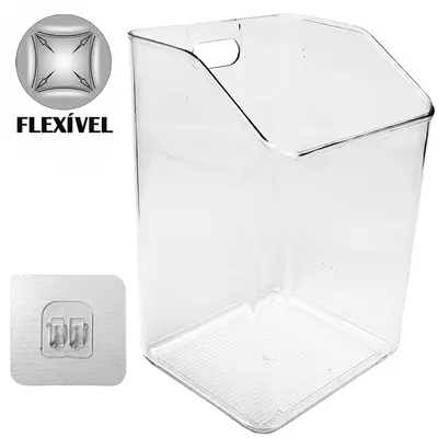 ORGANIZADOR DE PLASTICO PET FLEXIVEL RETANGULAR AUTOADESIVO 17,5X11X9CM