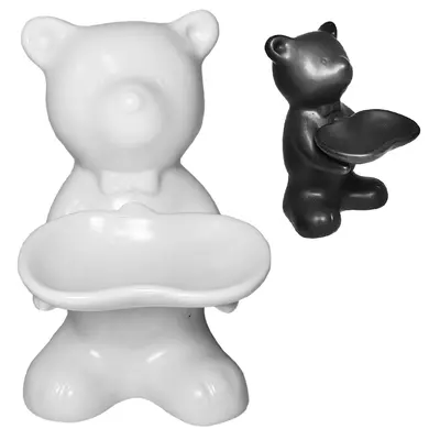 ENFEITE URSO NOZ DE PORCELANA PRETO / BRANCO 14X11X8,5CM