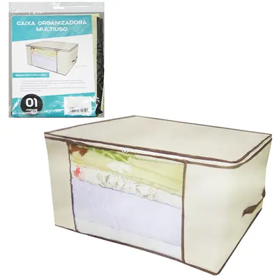 CAIXA ORGANIZADOR DE PVC / TNT DOBRAVEL MULTIUSO COM VISOR + ALCA 45X45X20CM