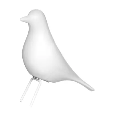 ENFEITE PASSARO DE PORCELANA BRANCO COM PE DE METAL 11X9X3,6CM