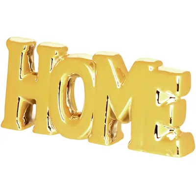 ENFEITE HOME DE PORCELANA METALIZADO DOURADO 17X7,5X3CM