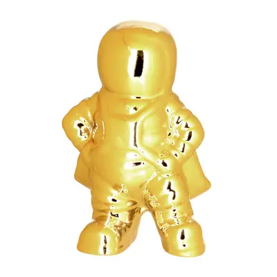 ENFEITE ASTRONAUTA MAO NA CINTURA DE PORCELANA METALIZADO DOURADO 10X6,5X5CM