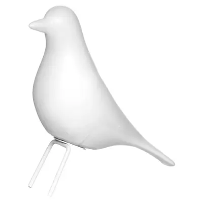 ENFEITE PASSARO DE PORCELANA BRANCO COM PE DE METAL 15,5X12X5CM