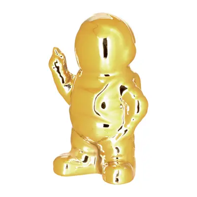 ENFEITE ASTRONAUTA DEDO EM RISTE DE PORCELANA METALIZADO DOURADO 10X6X4,5CM