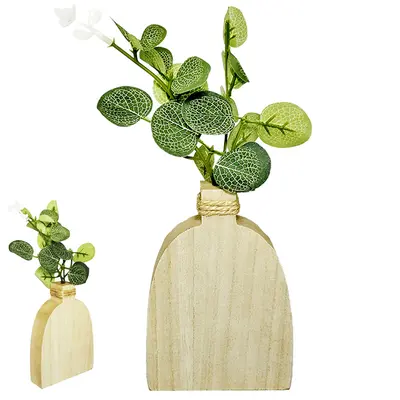 ENFEITE VASO DE MADEIRA MDF COM FLOR 13X10CM