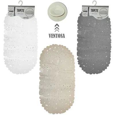 TAPETE DE PISO DE PVC OVAL PARA BANHEIRO COM VENTOSA COLORS 68X37CM
