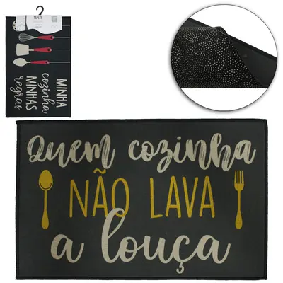 TAPETE CAPACHO DE POLIESTER RETANGULAR ANTIDERRAPANTE COZINHA 58X38CM DT5102 FX/TP