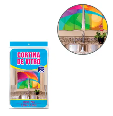 CORTINA DE PLASTICO PE DE VITRO / JANELA PARA COZINHA ESTAMPAS SORTIDAS 135X120CM