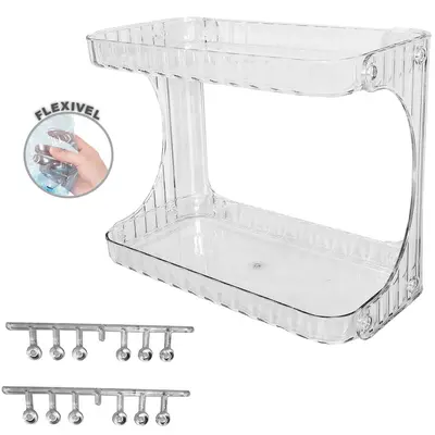 ORGANIZADOR PRATELEIRA DUPLA DE PLASTICO PET FLEXIVEL RETANGULAR 28X21,5X14CM