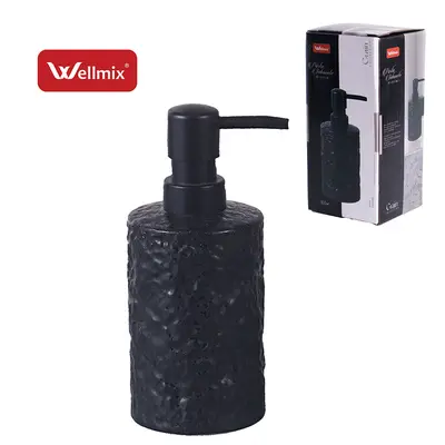 PORTA SABONETE LIQUIDO DE PORCELANA REDONDO GRAIN COLLECTION PRETO 300ML