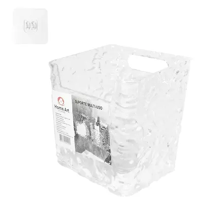CAIXA ORGANIZADOR DE PLASTICO RETANGULAR AUTOADESIVO 10,5X10X8,5CM