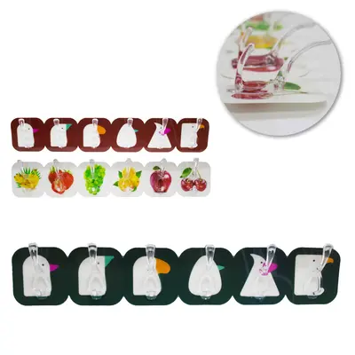 CABIDE GANCHO DE PLASTICO COM 6 GANCHOS DUPLO AUTOADESIVO 35X6,5X3,5CM