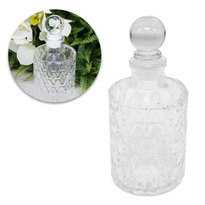 GARRAFA DECORATIVA DE VIDRO COM TAMPA 180ML