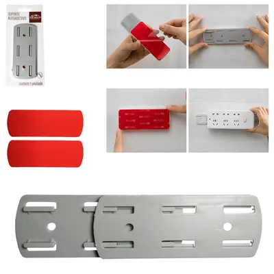 CABIDE GANCHO SUPORTE DE PLASTICO AUTOADESIVO MACHO E FEMEA 2 PECAS 10X4CM