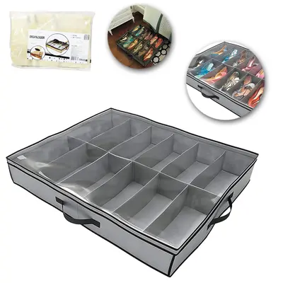ORGANIZADOR DE POLIESTER / TNT DOBRAVEL PARA SAPATOS 12 DIVISORIAS 72X58X14,5CM